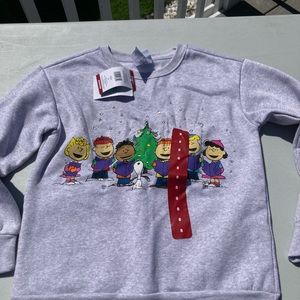 Peanuts light up sweatshirt size 8 kids NWT gray Charlie Brown Snoopy Christmas